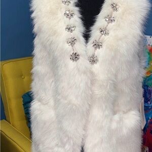 Nordstrom White Faux Fur Sweater Vest